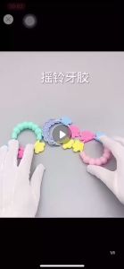 Baby silicone Hand Hold teether Toddler Safety Early Educational Molar Rod handbell jingle ring