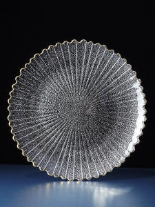 Handmade round Glass Plate Japanese Style Crystal Fruit Salad Plate Dry Fruits Snacks Dish Lead-Free Glass Bowl Pure Color