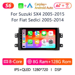 2 Din Car Stereo Radio For Suzuki SX4 2005-15 Fiat Sedici 2005-2014 Centre Multimedia Player Navigation GPS Carplay Android Auto