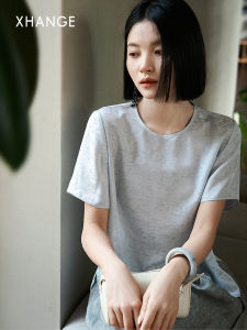 Handcrafted Mulberry Silk Round Collar Short Sleeve Womens Top