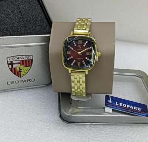 (New Varian - Promo) Jam Tangan Wanita Leopard Kaca Kristal Belimbing Mewah Tali Rantai Steel