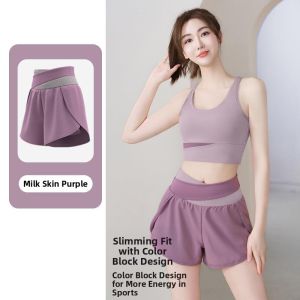 Qieyin | Colorful Quick Drying Anti Flash Yoga Shorts with Fitness Side Pockets