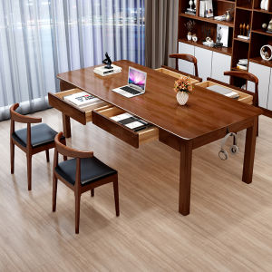 Solid Wood Study Desk Living Room Multi-Person Home Use Double Person Learning Table Four Person Office Desk Student Large Upright Table Long Table