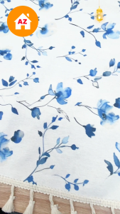 Red Blue Floral Dining Table Cloth Cover Tablecloth Vintage Washable Table Cover Alas Meja Corak Bunga Merah Biru