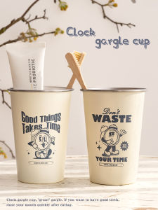 Stainless Steel Toothbrush Cup Couple Version High Aesthetic Value Clock Design Home Luxury Lightweight Bathroom Accessories