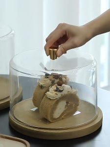 Kitchen Plus Wood Cake Dome Round Tray with Tall LID KP418