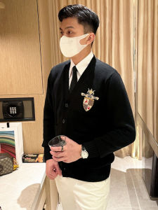 Áo Len Dệt Kim Cổ Chữ V Dày Cho Nam Áo Khoác Ngoài Thời Trang Mùa Đông Phong Cách Anh Cổ Điển Doanh Nhân Áo Len Cardigan Hở