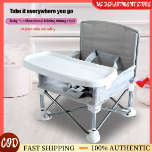 Foldable High Chair Booster Seat For Baby Dining Feeding Adjustable Height & Removable Legs