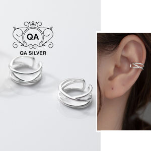 Khuyên tai bạc 925 kẹp vành tầng tròn bông nam nữ S925 EARCUFF QA SILVER Earrings EA240407