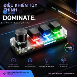 Bàn Phím Cơ Mini Lập Trình Được 3 Phím 1 Núm Xoay Đèn Nền RGB Tùy Chỉnh Phím Tắt Macro Cho PC Chỉnh Sửa Văn Bản Công Việc Văn Phòng Kết Nối USB Có Dây