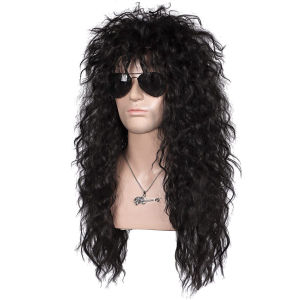 Amazon Hot European and American Mens Wig Cyberpunk Rock Long Curly Halloween Masquerade Wig