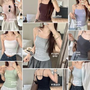 Lacele Semi-Transparent Vest Top Womens Slim Fit Tank Top Colorfully Exquisite White Amplified Wear Single Or Layered