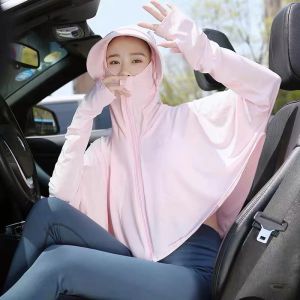 Ice Silk Womens Sun Protection Clothes Cowl Neck Summer New Style UV Protection Breathable Spring Autumn Winter Outdoor Activities