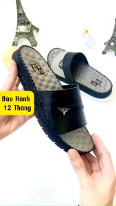 Dép da nam HQC SHOES da bò cao cấp kiểu dáng trẻ trung năng động DE08