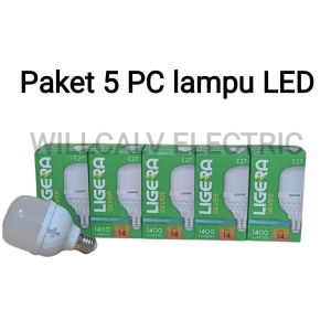 Paket 5 PC lampu LED LIGERA SILVER Bulb 6W 10W 14W cahaya putih 6500K fiting E27