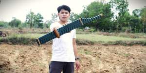 แคนแปด คีย์Am ลิ้นเงินคู่ สีเขียว เกรดA