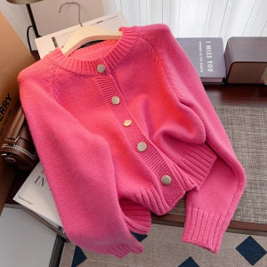 Green Soft Knitted Open Cardigan Womens Spring Autumn New Style Elegant Versatile Outerwear Sweater Short Jacket Korean Version