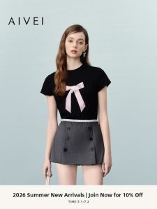 AIVEI | Youthful Sweet Bow Print T-shirt