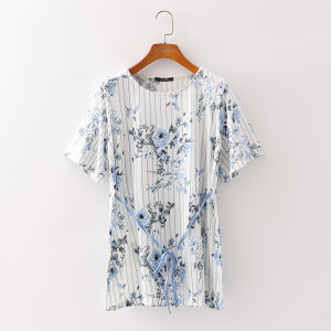 Áo Thun Tay Ngắn in Họa Tiết Hoa Thời Trang Cao Cấp Cạp Cao Phong Cách Nhật Bản Dài Vừa Phải Cho Nữ Mùa Hè