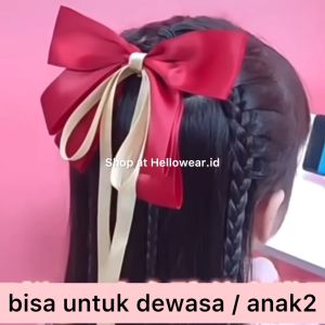JP PITA HANNA Jepitan Pita Panjang Korea Big Bow Korean Style Jepit Rambut Pita Satin Pita pesta birthday bridesmaid hairpin hairpiece