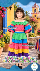 Baby Fourths Couture United Nation Argentina Mexico Brazil Puerto Rico Dress Costume for Kids Girl National Attire for UN Events