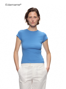 เสื้อเชิ้ตแขนสั้นทรงสลิมฟิต EMM ผ้าฝ้าย ทรงเข้ารูป ไหล่ตรง ยางยืด ขอบบาง แขนกระดิ่ง ฤดูร้อน 2025 จีน