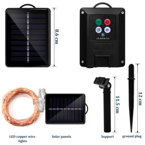 42M outdoor solar LED string lights waterproof Christmas lights fairy lights curtain lights decorate courtyards gardens weddings parties camping