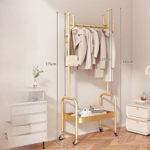 Floor Mounted Clothes Drying Rack Small Indoor Home Use Metal Craft Welding Process Mobile Feature Pure Color Design