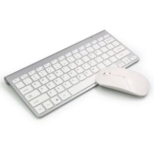 Bluetooth Silent Wireless Keyboard+Set Mouse Wireless Combo Set with 2.4GHz USB Receiver Bluetooth / Ultra Slim Silent Click Ergonomis Mouse Keyboard Comb Set Tanpa Kabel Nirkabel Kompatibel dengan iMac MacBook PC Laptop Tablet Windows Komputer