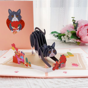 Cute Doggie 3D Birthday Greeting Card Cartoon Style for Boyfriend Girlfriend Kids Pet Animals Dual Pack Festive Celebration