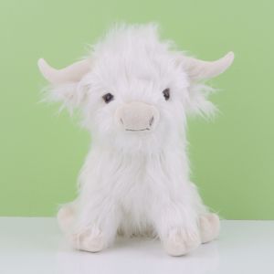 Highland Cattlle Plush Kyloe Cow Stuffed Animal Bull Realistic Soft Cuddly Farm Toy Plushie Home Room Decor Gift for Baby Kids