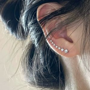 Elegant Minimalist Zircon Hoop Earrings Womens Fashion Jewelry Premium Feel Cold Tone Diamond Cluster Studs Luxury Arc Shape