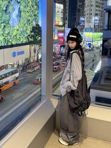 Áo Sơ Mi Kẻ Caro Thể Thao Cổ Bẻ Rộng Rãi Cho Nữ Mùa Xuân Thu Thời Trang Cặp Đôi Chất Liệu Cotton Pha Trộn