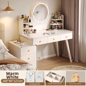 Bedside Table Integrated Makeup Desk Expandable