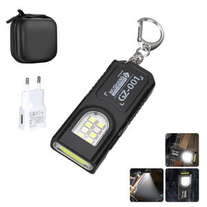 Mini Strong Lighting LED Keychain Flashlight USB-C Rechargeable Magnetic Suction Lamp Camping Pocket Light with Multiple Modes