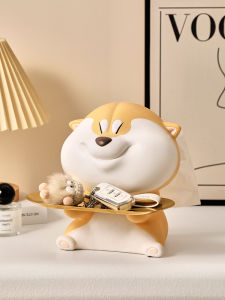 Trending Creative Shiba Inu Tray Hallway Storage Tissue Box Living Room Coffee Table Dining Table Top Storage Puppy Decoration