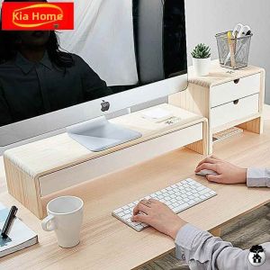 Desk Organizer & Monitor Riser Wood Office Notebook Stand