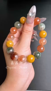 [现货] 12mm 福禄寿彩发晶手串｜福运满载 × 事业顺遂 × 健康平安｜12mm Fortune Rutilated Quartz Bracelet｜Blessings • Career • Longevity