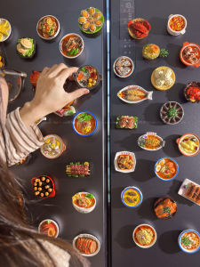 3D Creative Simulation Food Magnets Fridge Decorations Magnetic Stick on Iron Stone Menu Game Resin Material Kitchen Accessories
