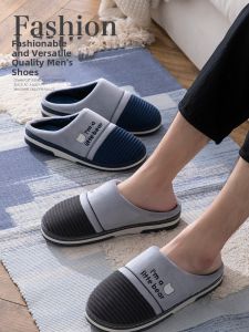 MONLEYTA | Mens Cotton Slippers Winter Thickened Anti-slip Fleece Home Indoor Shoes Warm Comfortable Rubber TPR Bottom Cartoon Style