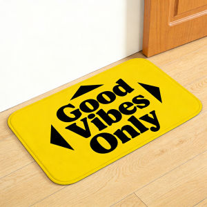 VIKAMA Good Vibes Only Sweet Home Quote Flannel Rug Non-Slip Entry Doormat Ins Style Entrance Floor Mat Welcome Entrance Rug