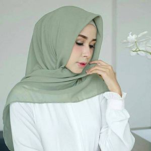 Hijab Segi Empat Paris Premium Jahit Tepi Anti Letoy Sage Green Edition