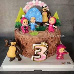 Martha And Bear Cake Decoration Princess Girl Cartoon Theme Figurine Display Baking Costume Plugin Childrens Holiday Supplies