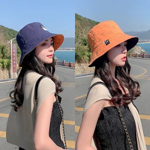 Womens Double-Sided Wearable Fisherman Hat Spring Summer Korean Style Sunscreen Hat Small Brim Versatile Sun Cap Bucket Hat
