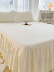 Bed Skirt One-Piece a Version Seersucker B Version Washed Cotton Bedspread Bed Skirt Bed Sheets with Skirt All-Inclusive Ugly Dust Cover