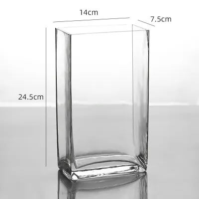 Handmade Modern Minimalist Rectangular Glass Flower Vase Hydroponic Flat Tank Home Dining Table Floral Art Decorations