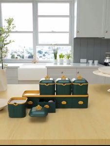 Tempat Penyimpanan Bumbu Dapur Minimalis Plastik Set Serbaguna TBD012