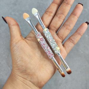 Bộ Cọ Phấn Mắt Hai Đầu Với Kim Cương Nhân Tạo Cọ Trang Điểm Mềm Mại Cầm Tay Dành Cho Phấn Mắt Kem Che Khuyết Điểm Dạng Bột