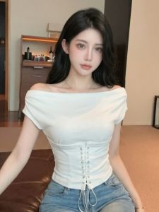 GUZILIAN | Design Fashion One-shoulder Short Sleeve T-shirt