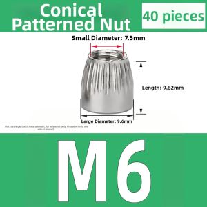 Yi Se Dian Zi | 304 Stainless Steel Tapered Cap Nut with Roll Pattern Internal Expansion Anti-Slip